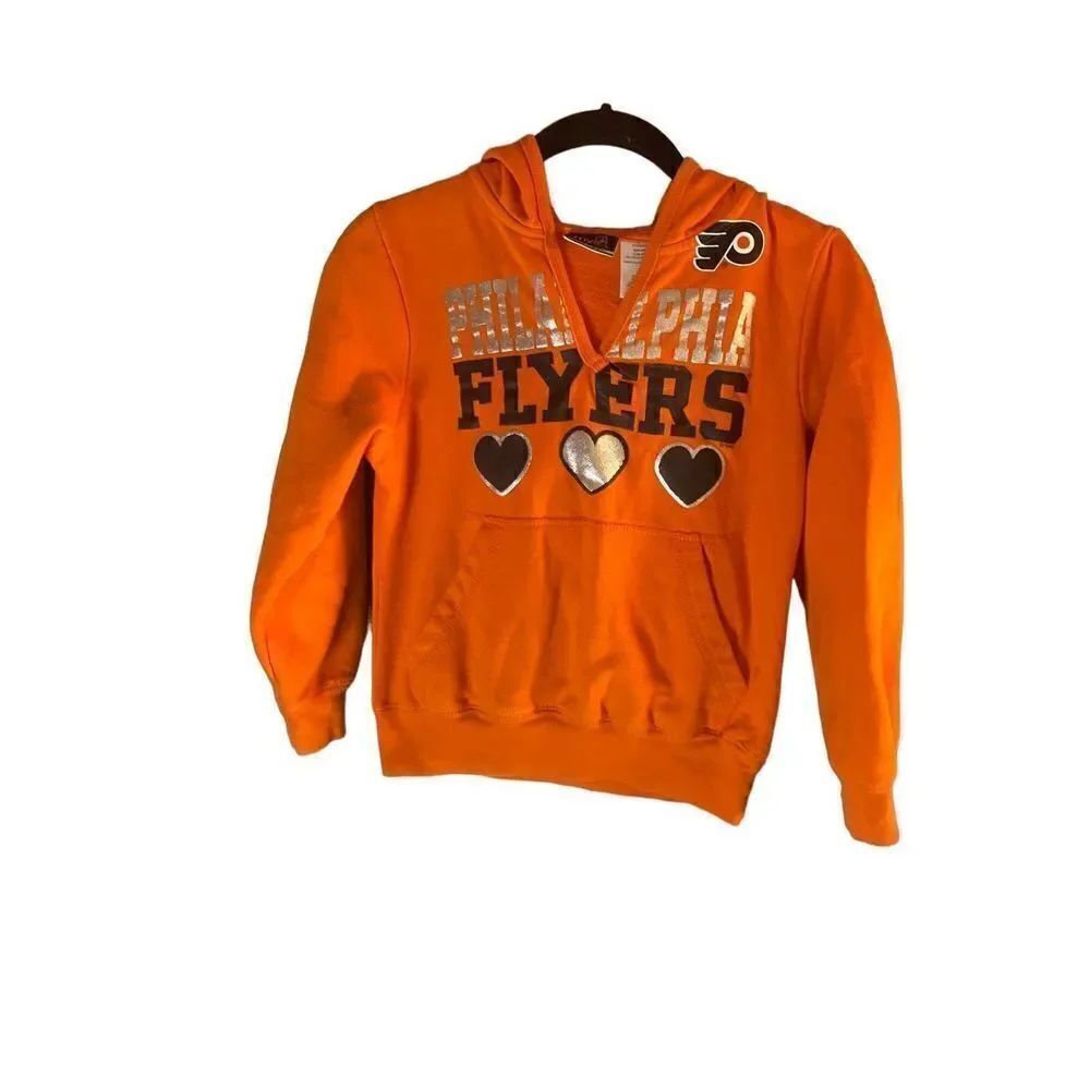 NHL girls, hockey Philadelphia flyers, orange, long sleeve hoodie L/10/12